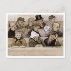 Carte Postale Church Pew avec les adorateurs, Vincent van Gogh