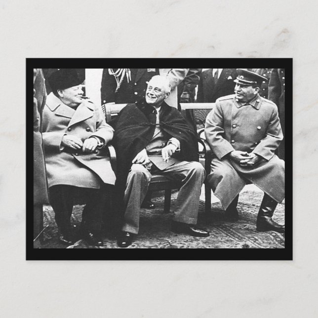 Carte Postale Churchill, Roosavelt & Stalin - À Yalta (Devant)