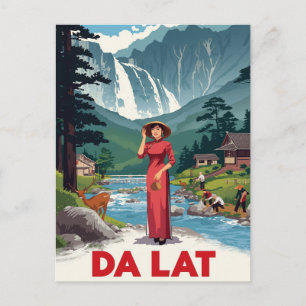 Carte Postale Chute d'eau de Da Lat & Ao Dai