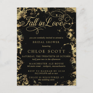 Carte Postale Chute en Love Gold Fête des mariées noire