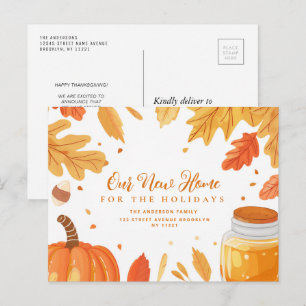 Carte Postale chute feuilles grâces action faire-part