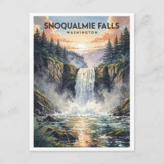 Carte Postale Chutes de Snoqualmie Washington Voyage Rétro