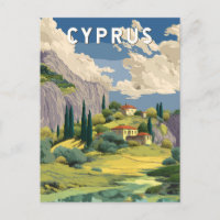 Chypre Illustration Voyage Art Vintage