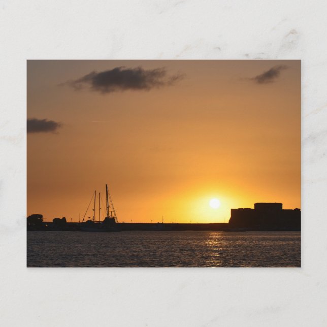 Carte postale Chypre Sunset Paphos Castle (Devant)