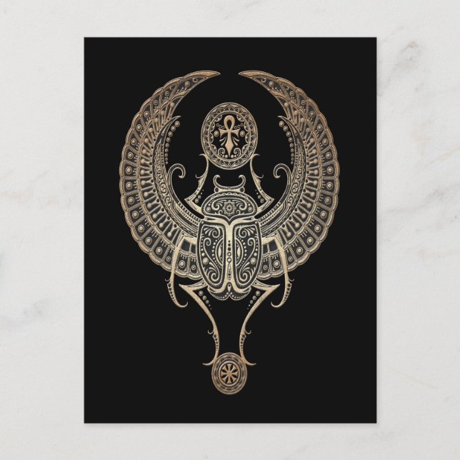 Carte Postale Ciboulette égyptienne à ailes grises avec ankh noi (Devant)