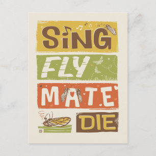Carte Postale Cicada Sing Fly Mate Die