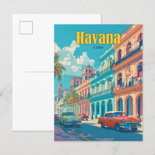 Carte Postale Ciel bleu à La Havane Cuba Vintage voyage