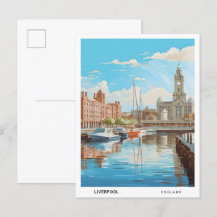 Carte Postale Ciel bleu à Liverpool Angleterre Vintage voyage