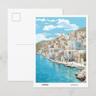 Carte Postale Ciel bleu à Syros Grèce Vintage voyage