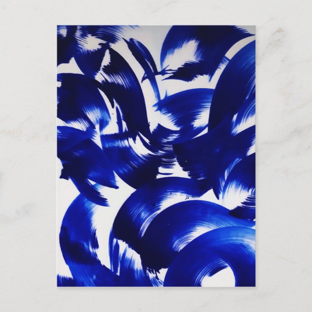 Carte Postale Ciel Bleu Abstrait Brush Strokes Peinture Art (Devant)