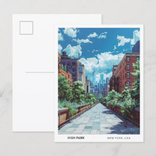 Carte Postale Ciel bleu dans High Park New York USA Vintage voya