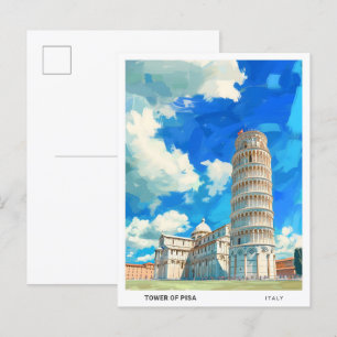 Carte Postale Ciel bleu dans la tour de Pise Italie Vintage voya