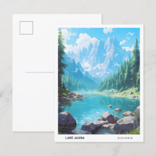 Carte Postale Ciel bleu dans le lac Jasna Slovénie Vintage voyag