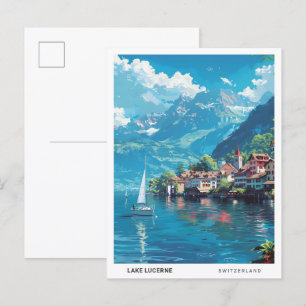 Carte Postale Ciel bleu dans le lac Lucerne Suisse Voyage