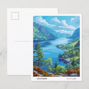 Carte Postale Ciel bleu dans Loch Ness Vintage voyage écossais