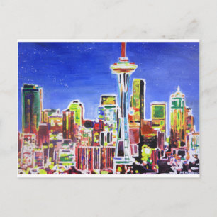 Carte Postale Ciel Chatoyant De Seattle Avec Aiguille Spatiale