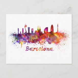 Carte Postale Ciel de Barcelone en aquarelle