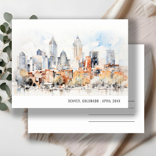 Carte Postale Ciel de Denver Colorado aquarelle élégante pour vo