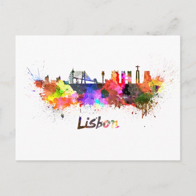 Carte Postale Ciel de Lisbonne en aquarelle (Devant)