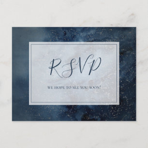 Carte Postale Ciel de nuit céleste avec mariage cadre RSVP