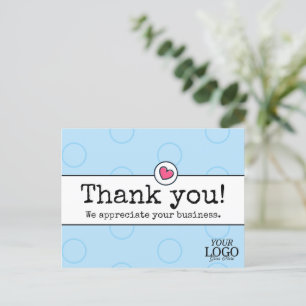 Carte Postale Ciel Élégant Bleu Avec Cœur Entreprise Merci