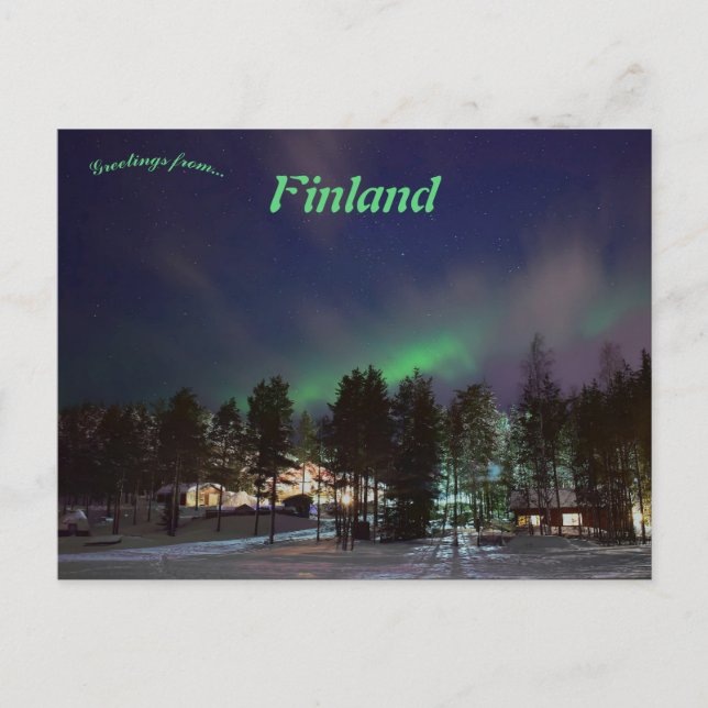 Carte Postale Ciel nocturne auroral en Finlande (Devant)