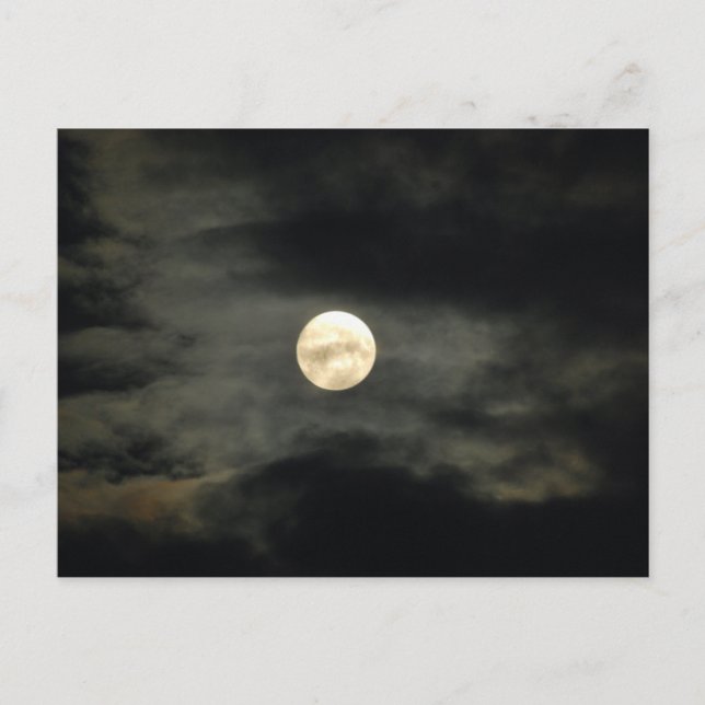 Carte Postale Ciel nocturne - Pleine lune et nuages sombres (Devant)