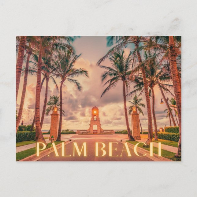 Carte Postale Ciel rose de Palm Beach pittoresque (Devant)
