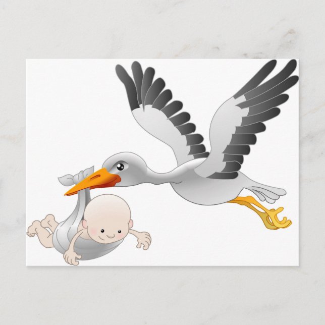 Carte Postale cigogne et bébé (Devant)