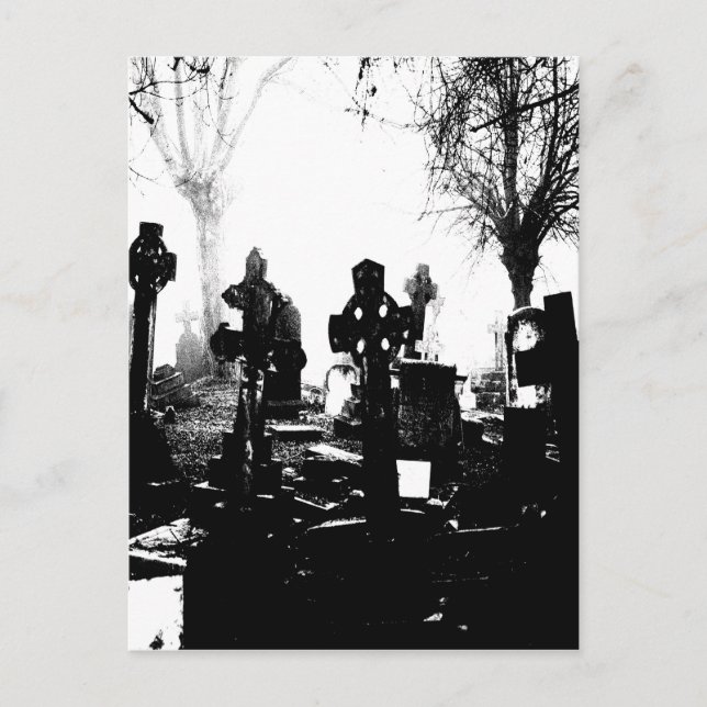 Carte Postale cimetière gothique déplaisant (Devant)