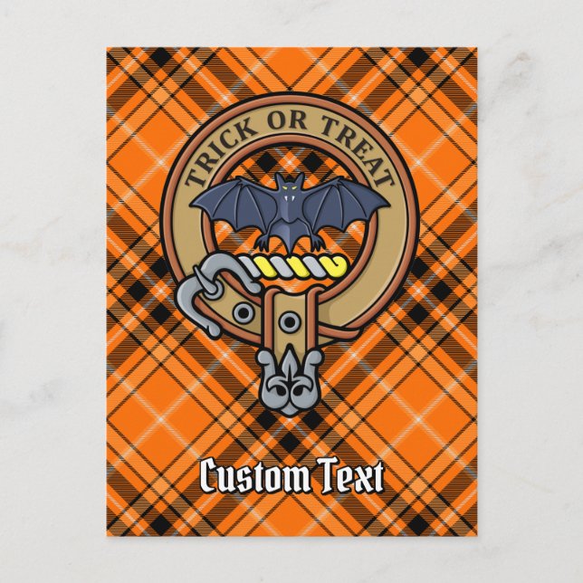 Carte Postale Cimier d'Halloween sur Tartan (Devant)