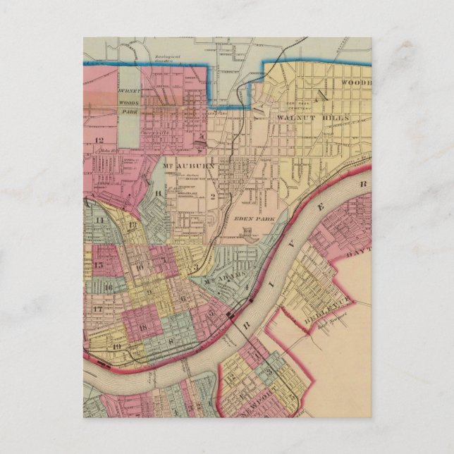 Carte Postale Cincinnati, Ohio et environs (Devant)