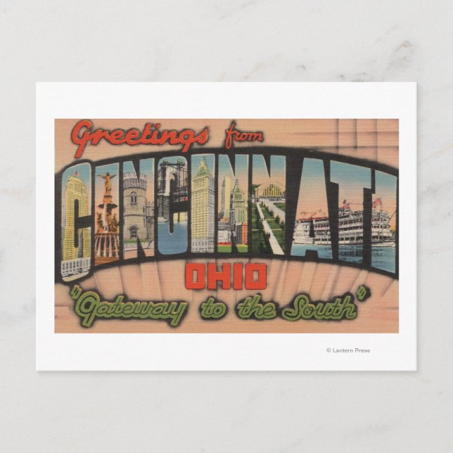 Carte Postale Cincinnati, Ohio (Porte d'entrée vers le sud) (Devant)