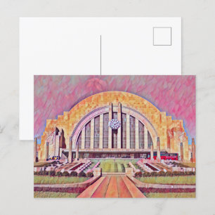 Carte Postale Cincinnati Union Terminal Aquarelle Peinture