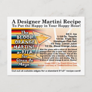Carte Postale Cinco de Mayo Blood Orange Martini Margarita Card