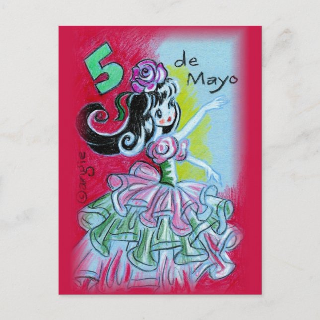 Carte Postale Cinco De Mayo Danseuse mexicaine de flamenco (Devant)