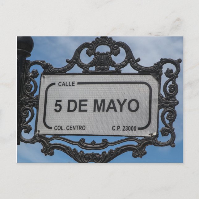 Carte Postale Cinco de Mayo | Panneau rue | La Paz Mexico (Devant)