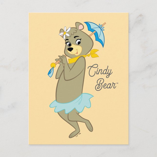 Carte Postale Cindy Bear tenant un parasol (Devant)