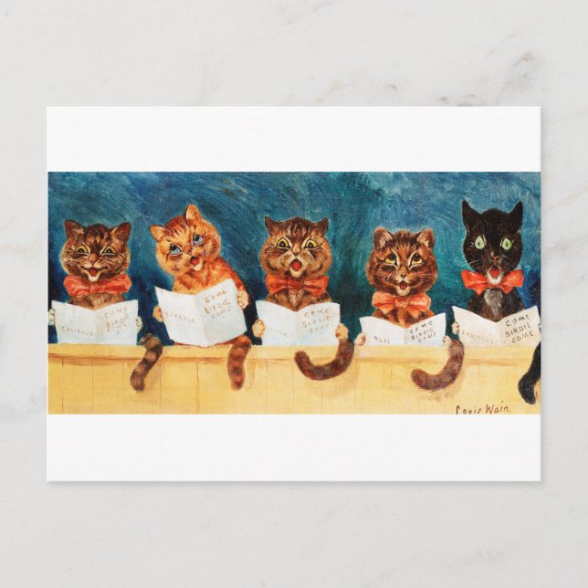 Carte Postale Cinq chats chanteurs, Louis Wain (Devant)