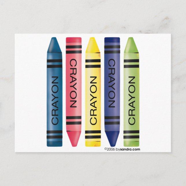 Carte Postale Cinq crayons gras (Devant)