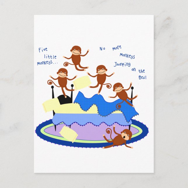 Carte Postale cinq petits singes (Devant)