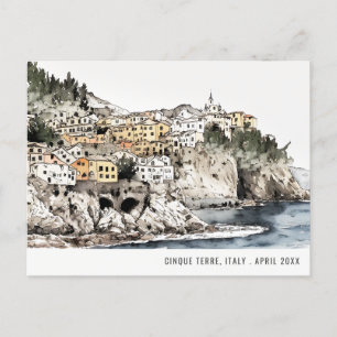 Carte Postale Cinque Terre, Italie Aquarelle Voyage Italien