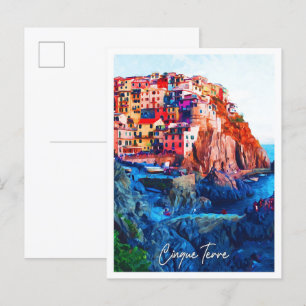 Carte Postale Cinque Terre Italie Belle aquarelle Paysage
