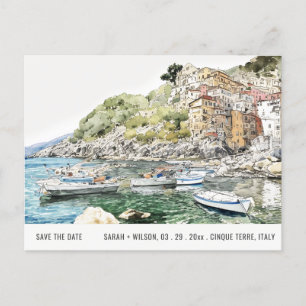 Carte Postale Cinque Terre Italie Mer Aquarelle Enregistrer La D