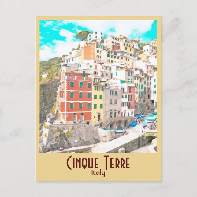 Carte Postale Cinque Terre, Italie Vintage (Devant)