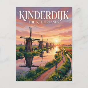 Carte Postale Circuit cyclable de Kinderdijk Pays-Bas