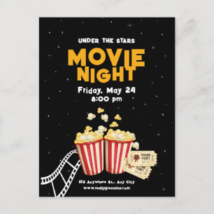Carte Postale Circulaire nocturne, Soirée cinéma fête d'annivers