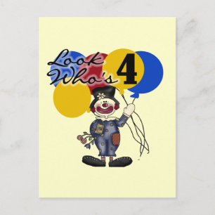 Carte Postale Circus Clown 4e Anniversaire Tshirts et cadeaux