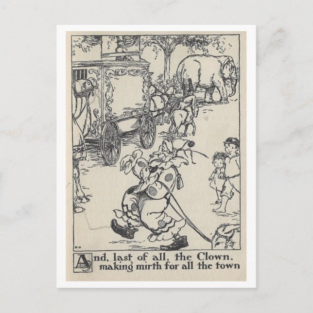Carte postale Circus Clown vintage Illustration (Devant)