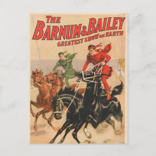 Carte Postale Cirque Avec Des Hommes À Cheval.